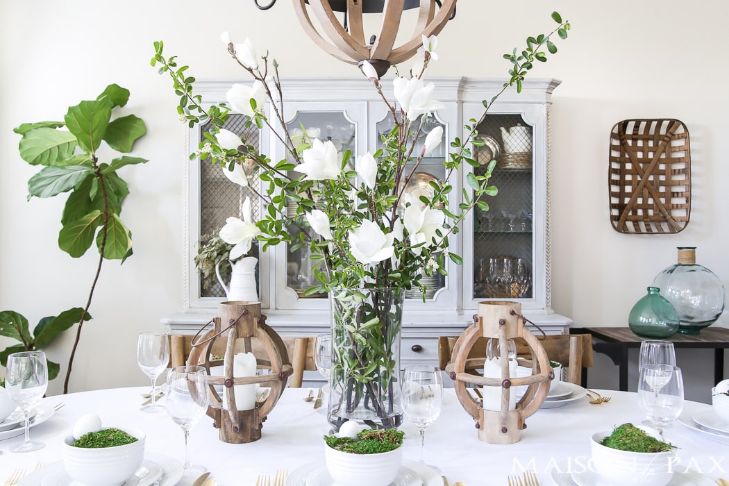Green and White Easter decorating Ideas for the Dining Room- Maison de Pax