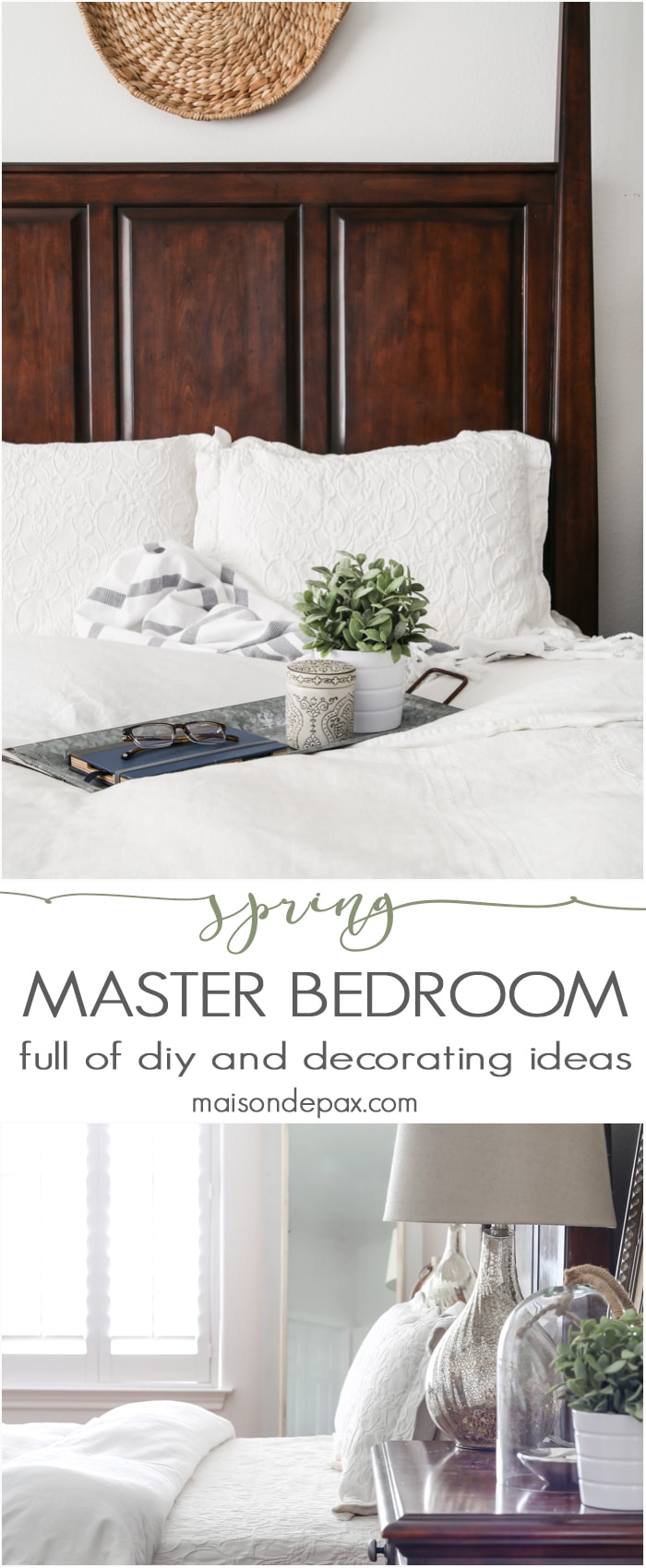 lovely, calming white master bedroom with natural wood tones and textures throughout | aiweb9ygdry.cmersite.com