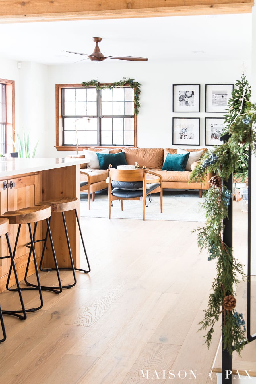 rustic modern living room decorated for Christmas | Maison de Pax