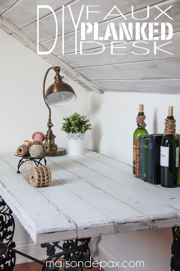 White Planked Desk Makeover