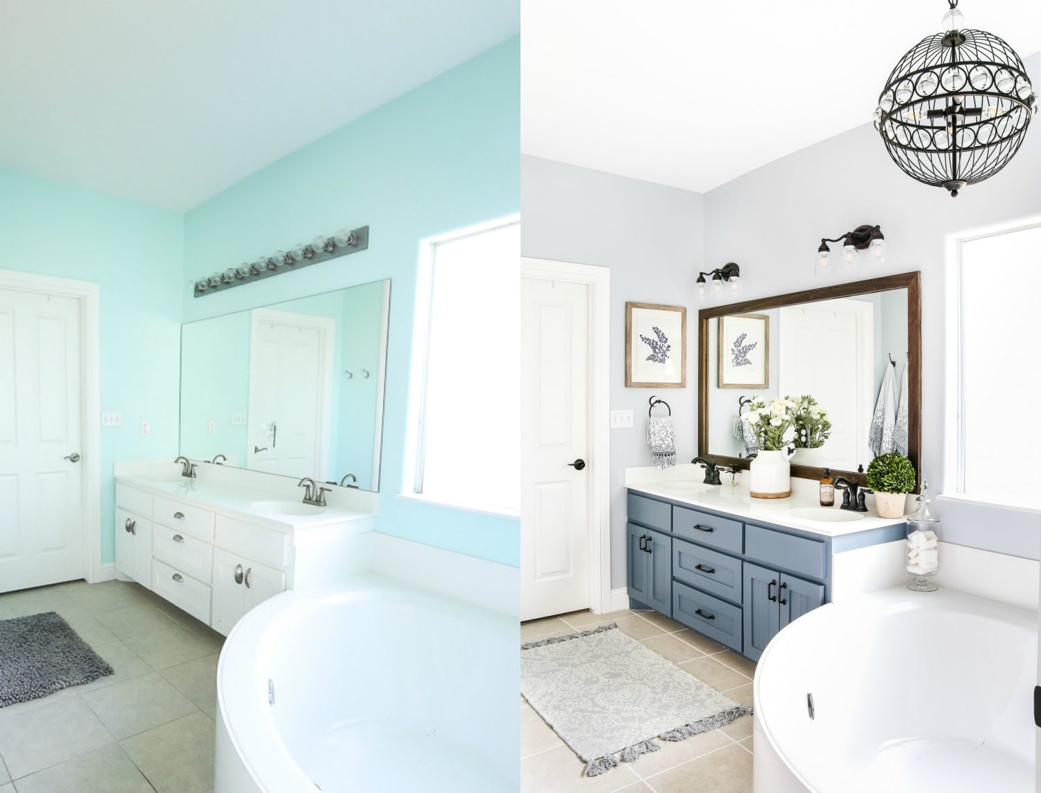 Before and after master bathroom renovation- Maison de Pax
