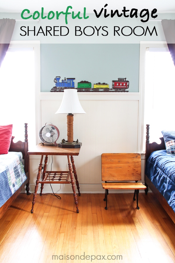 colorful, vintage shared boys room with adorable diy projects | aiweb9ygdry.cmersite.com
