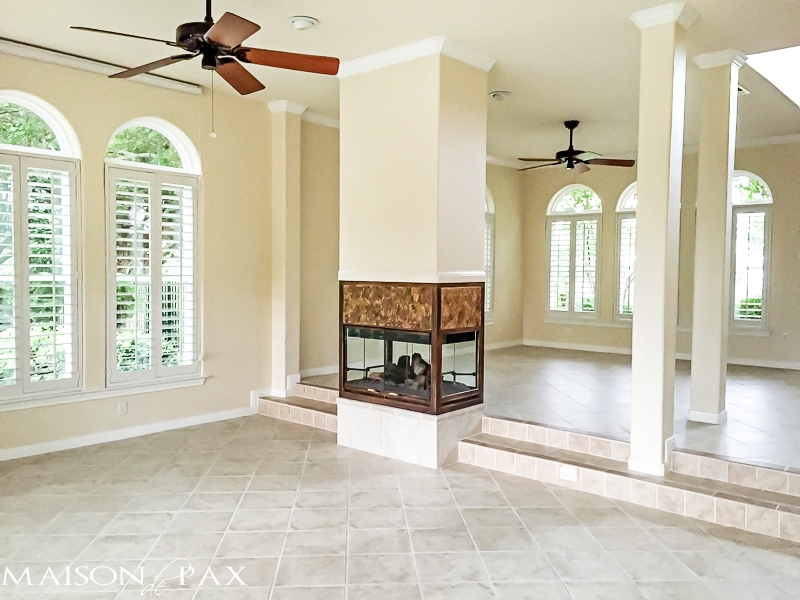 The family room... before. Come see how this 1990's home was transformed and updated beautifully!