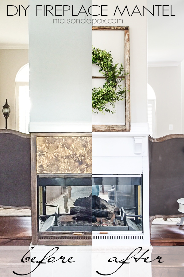 I love this fireplace makeover! Some paint, a simple mantel, and a total transformation of this formerly dated black box fireplace | aiweb9ygdry.cmersite.com