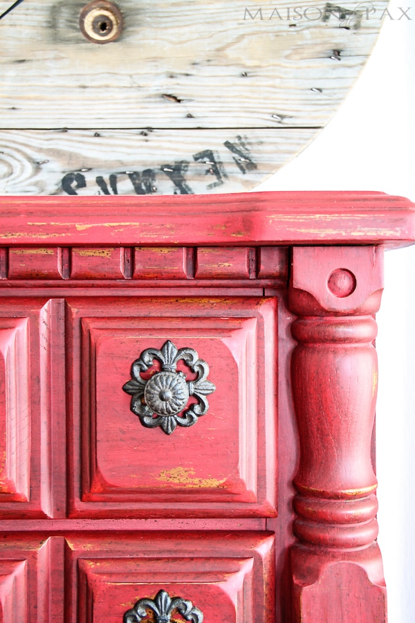 gorgeous vintage dresser refinished in a distressed, rustic red milk paint | aiweb9ygdry.cmersite.com