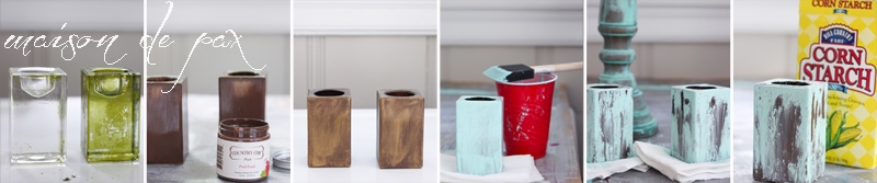 Steps to create patina with corn starch on candlesticks- Maison de Pax