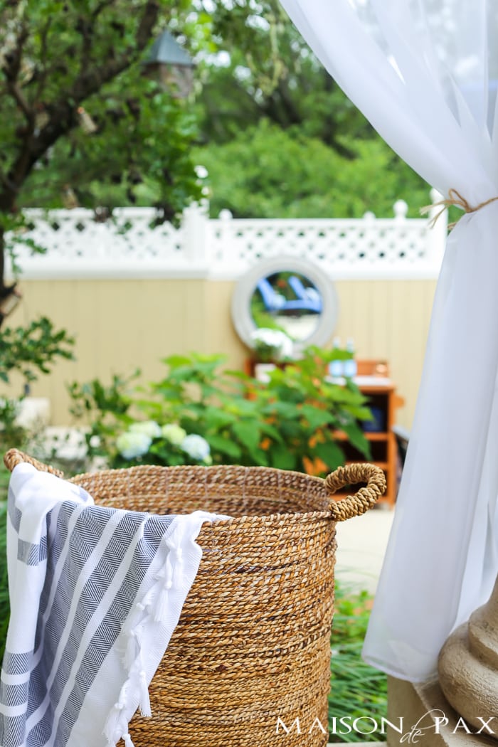 outdoor textiles: curtains, rugs, and throws can make a space cozy and welcoming and feel like an extension of your home
