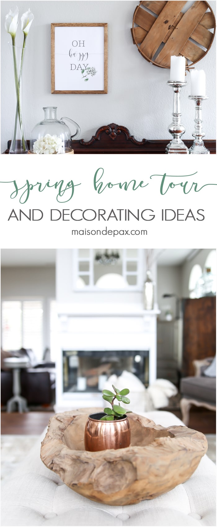 Spring Home Tour: What a beautiful home decorated with neutrals and light touches of greenery perfect for spring or summer | aiweb9ygdry.cmersite.com