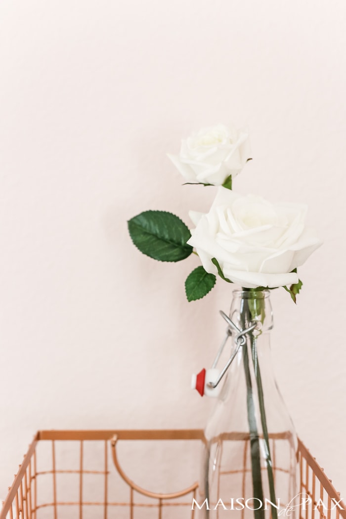 White rose and copper basket- Maison de Pax
