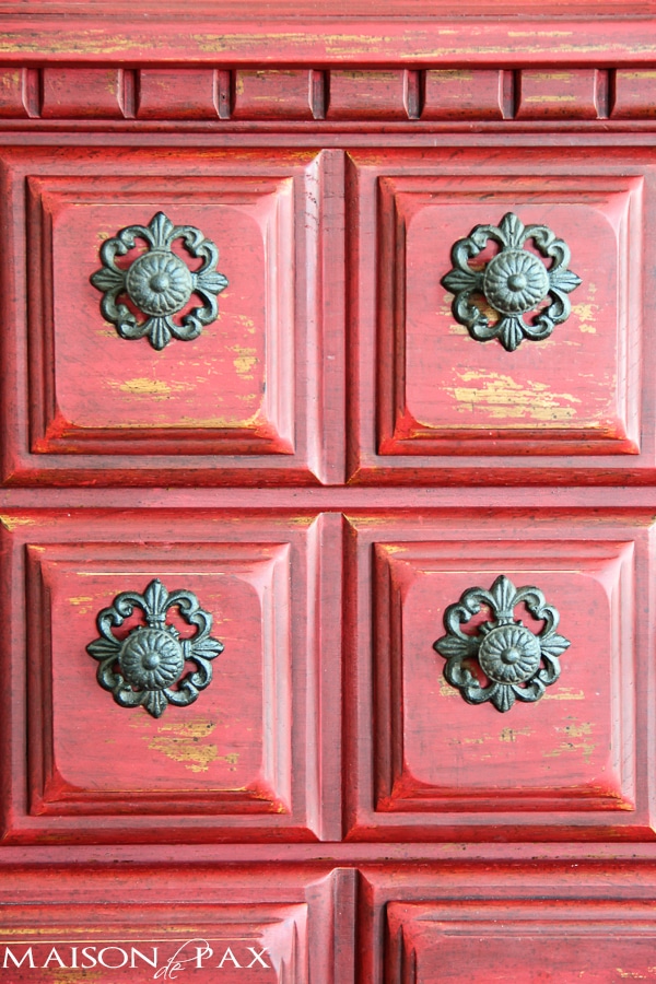 gorgeous vintage dresser refinished in a distressed, rustic red milk paint | aiweb9ygdry.cmersite.com