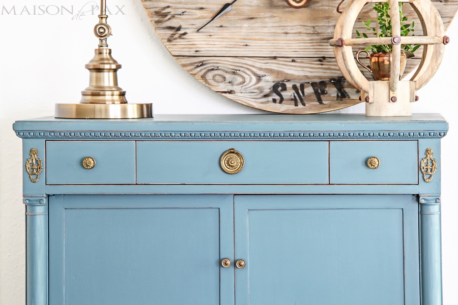 Vintage Blue Painted Dresser Makeover