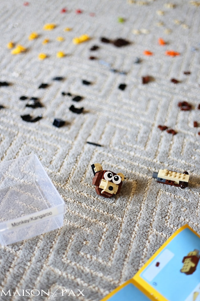 keep Legos organized with labeled drawers
