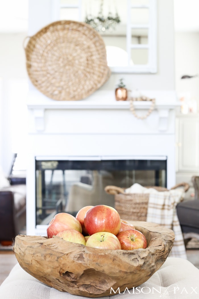 Apples in a wooden teak bowl- Maison de Pax