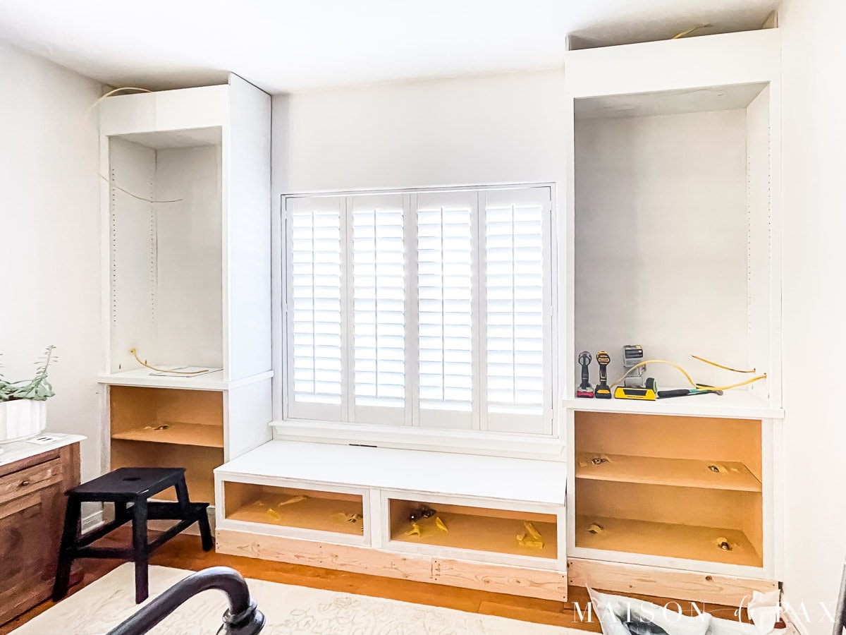 face frame for diy bookcases and window seat