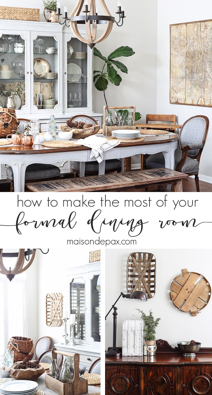 I love this dining room! These are wonderful tips for finding ways to use your formal dining space, and the soothing neutrals, rich textures, combination of antiques and diy pieces, and family friendly set up is wonderful! aiweb9ygdry.cmersite.com