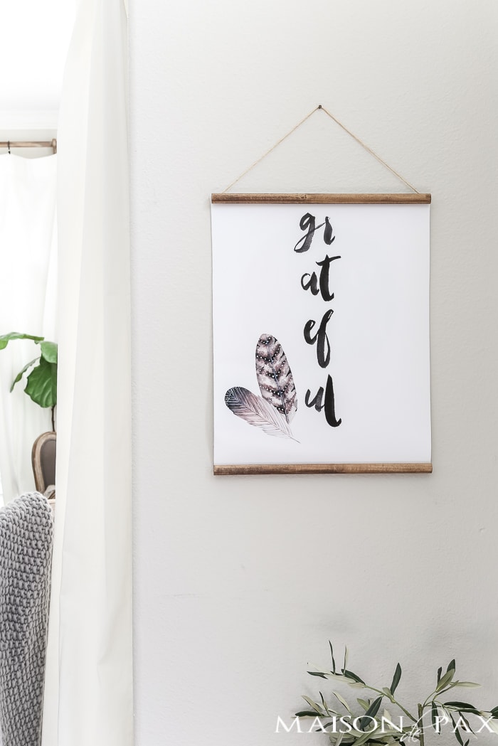Watercolor Grateful Feathers Free Fall Printable
