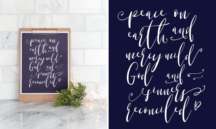 navy and white Christmas printable carol lyrics