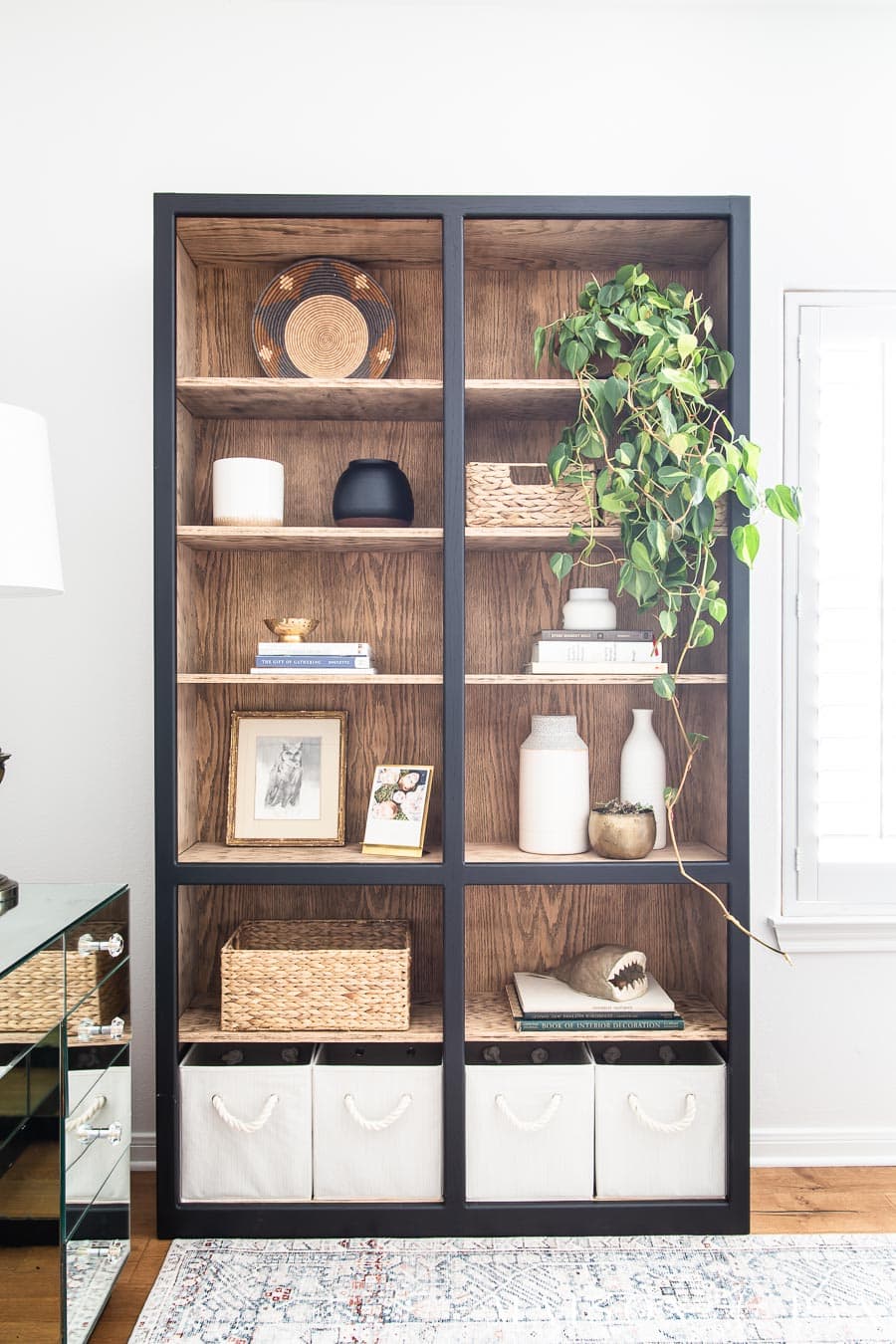 black and wood bookcase