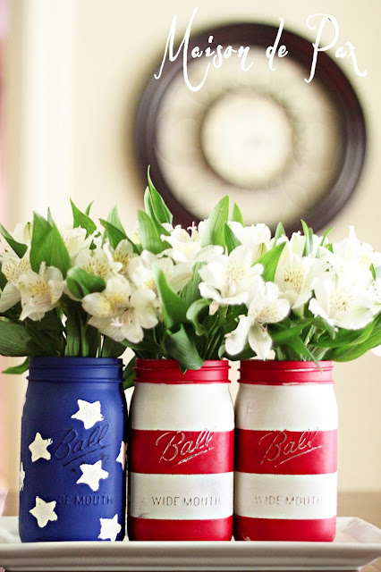 Simple Chalk Painted Maison Jars with Stars and Stripes- Maison de Pax