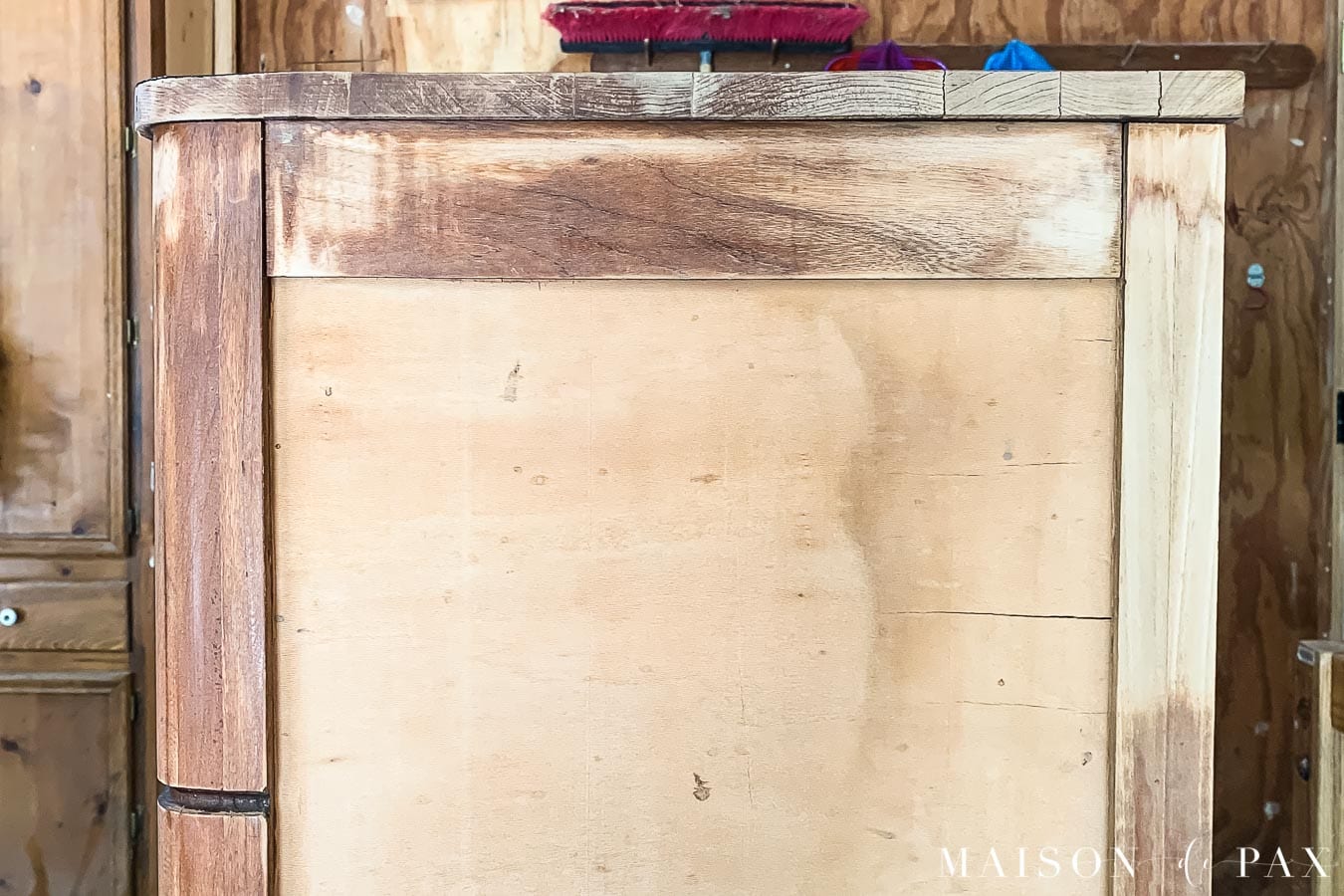 antique dresser with water damage