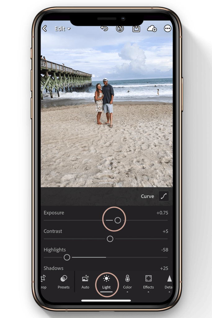 lightroom mobile editing tutorial-how to lighten image
