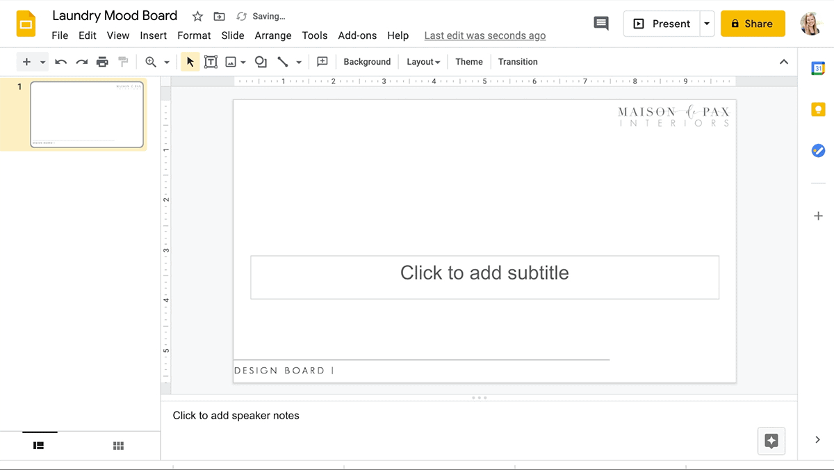 mood board template in google slides | Maison de Pax