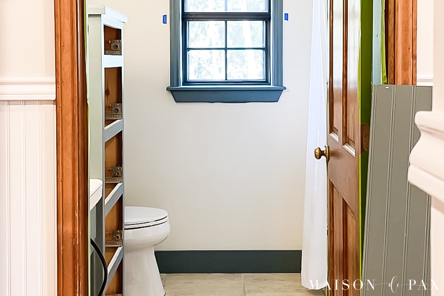 install new baseboards before diy beadboard bathroom