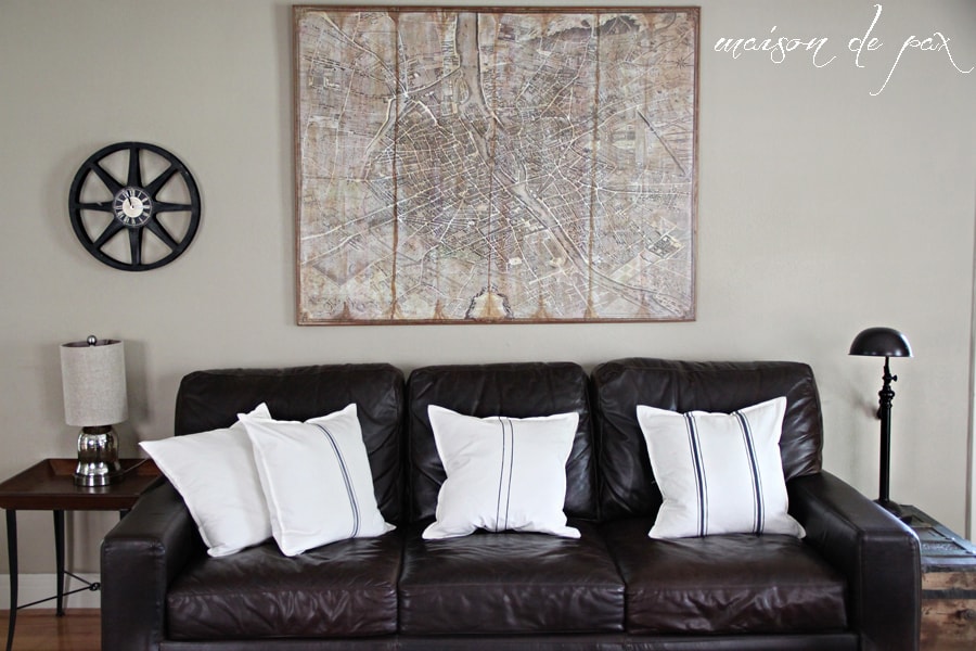 Find out how to make beautiful "grain sack" pillow covers for just $4 at aiweb9ygdry.cmersite.com! #paint #diy #ikea #hack