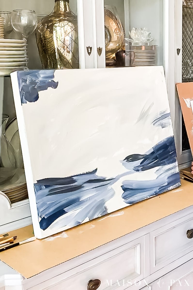 acrylic abstract landscape painting in progress | Maison de Pax