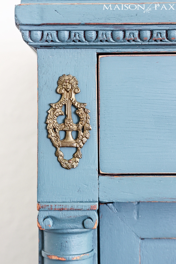 Details of painted dresser with distress- Maison de pax