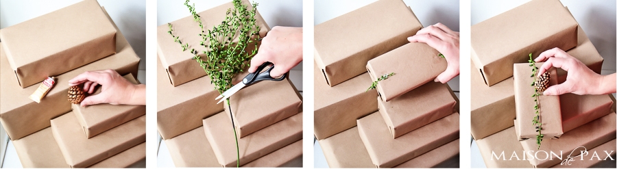 Great gift wrap ideas! Simple, natural, and gorgeous... via aiweb9ygdry.cmersite.com #hoilday #Christmas #present