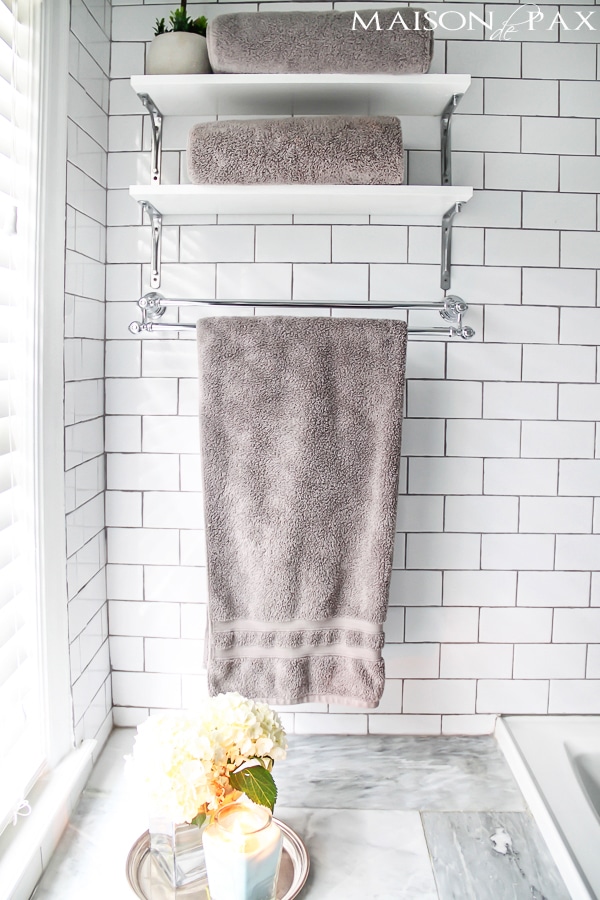 Beautiful Master Bathroom with blue and white decor- Maison de Pax