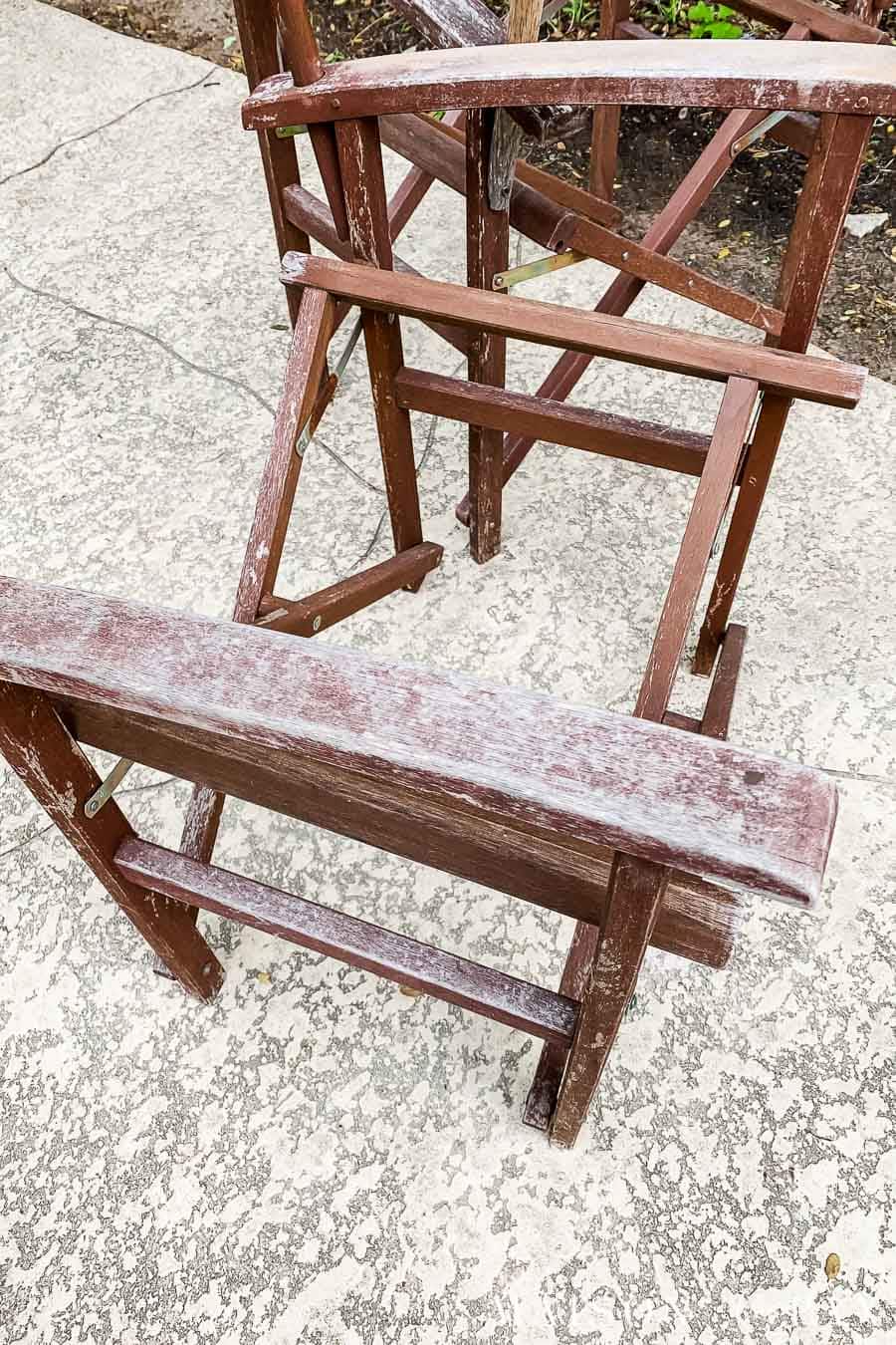 old wooden outdoor director's chairs
