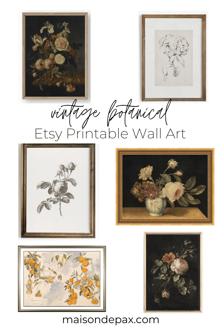 vintage botanical etsy printable wall art | maison de pax