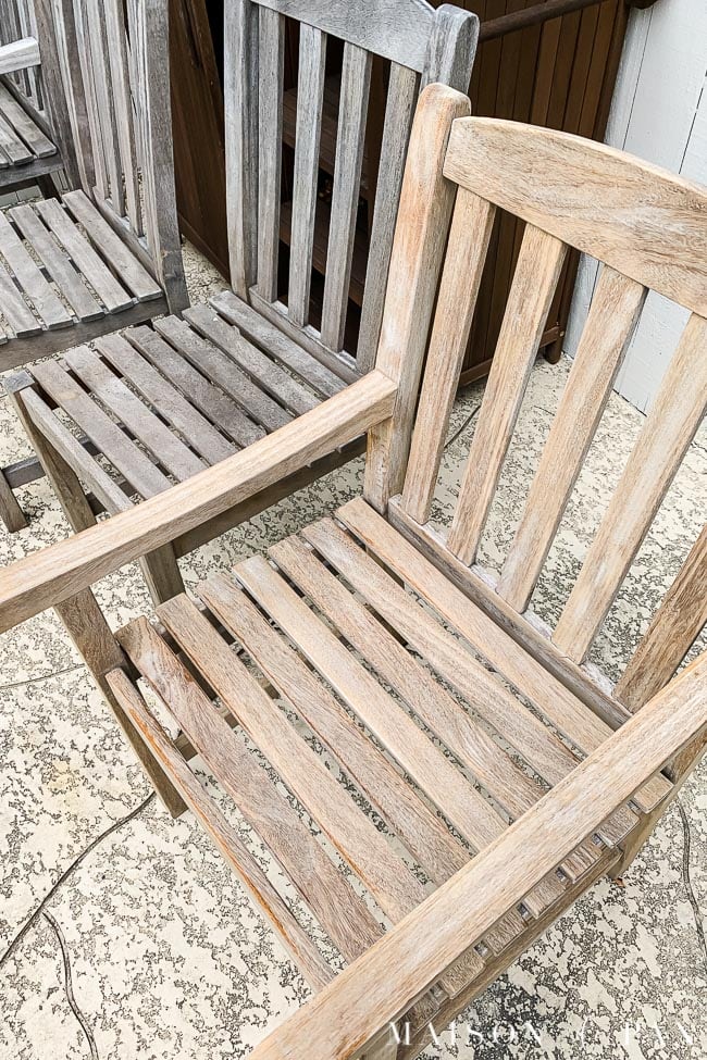 aged teak that has been cleaned and pressure washed