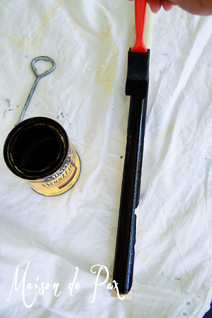 Create your own "reclaimed" wood curtain rods for only $5!