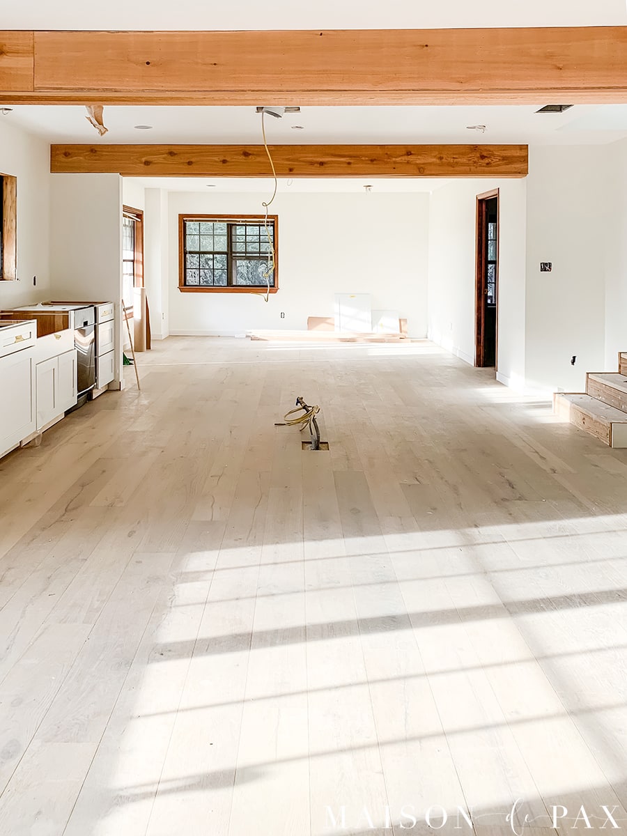 open kitchen renovation with rustic cedar beams | Maison de Pax