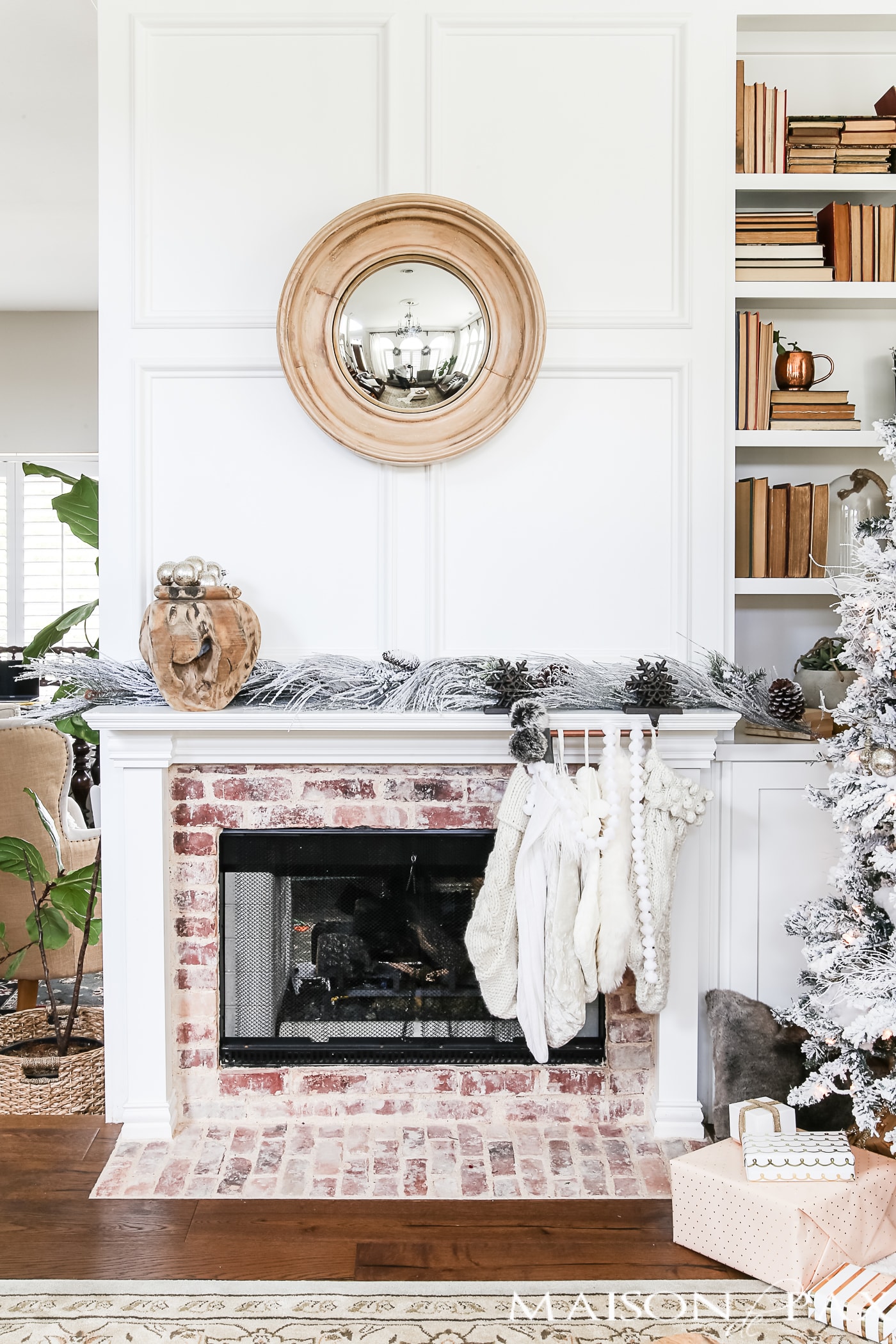 Simple Winter and Christmas Fireplace Mantle- Maison de Pax