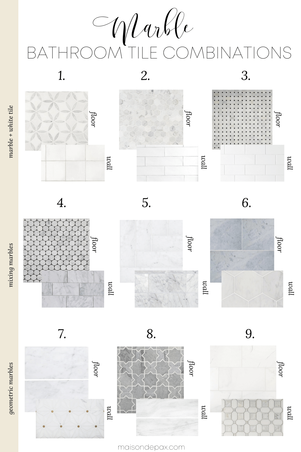marble bathroom tile combinations