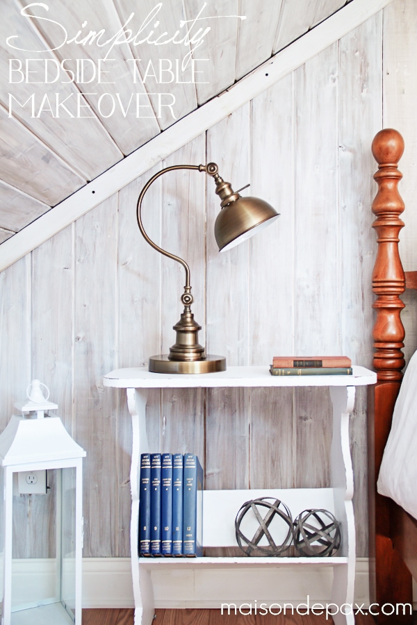simple white bedside table makeover