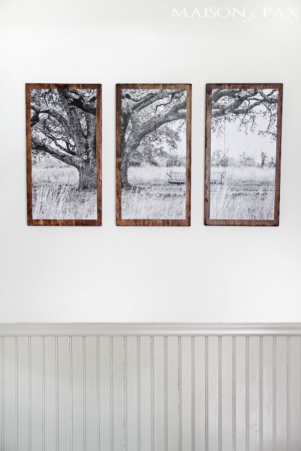 I love this wall art! Split photo black and white mounted on wood. DIY Triptych | aiweb9ygdry.cmersite.com