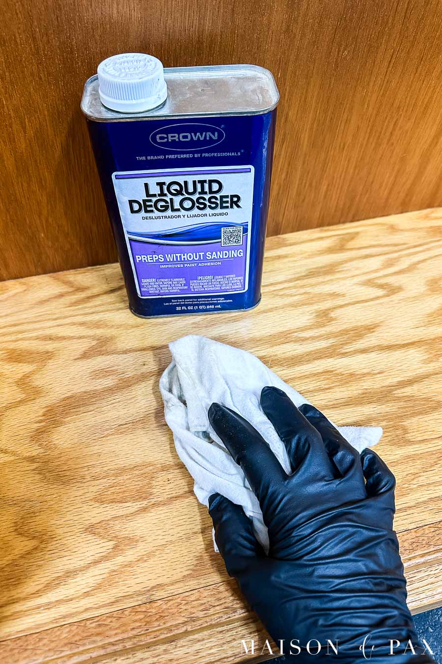 using liquid deglosser or liquid sandpaper on laminate furniture