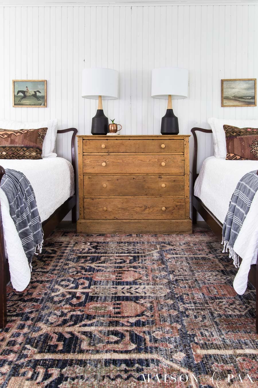Rustic Modern Bedroom Makeover with Twin Beds