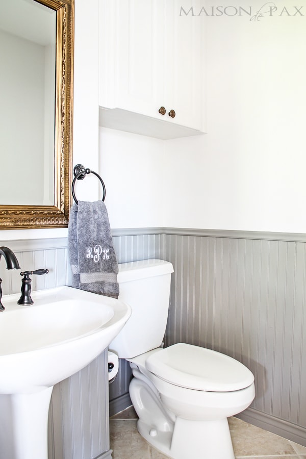 I love this warm gray bead board! Tips for painting wainscoting | aiweb9ygdry.cmersite.com