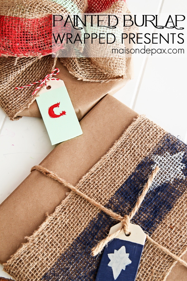 Painted Burlap and Craft Paper Gifts