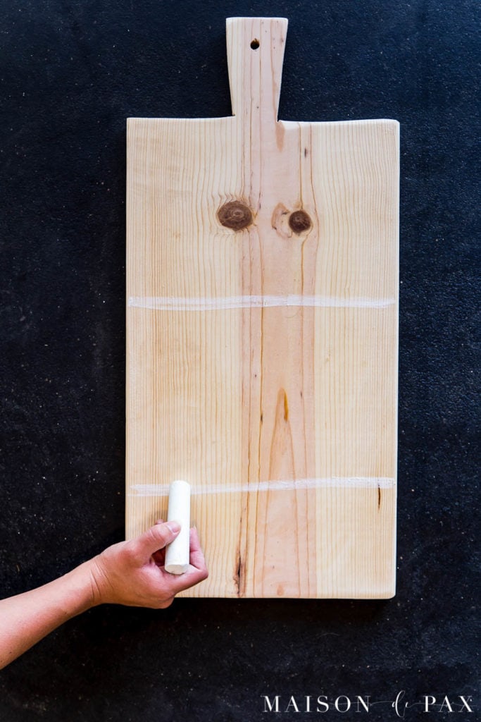 dividing wood cutting board into thirds to DIY an aged bread board look | Maison de pax