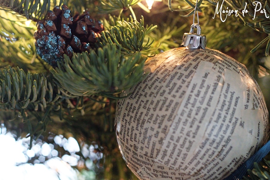blue christmas tree ornaments close