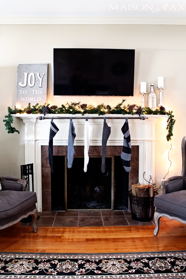 Fireplace decorated for Christmas- Maison de Pax