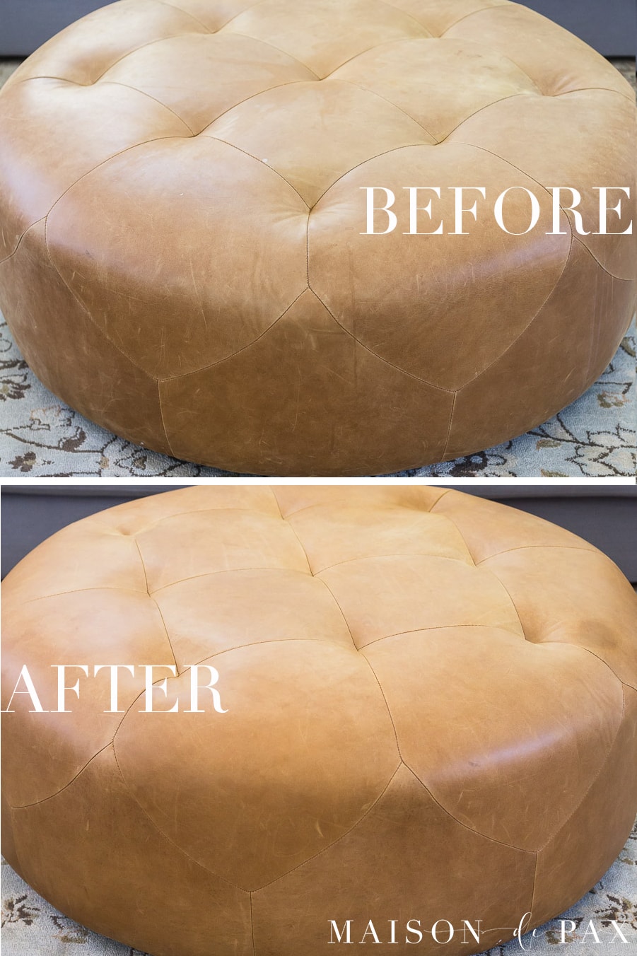 before and after leather furniture cleaning | Maison de Pax