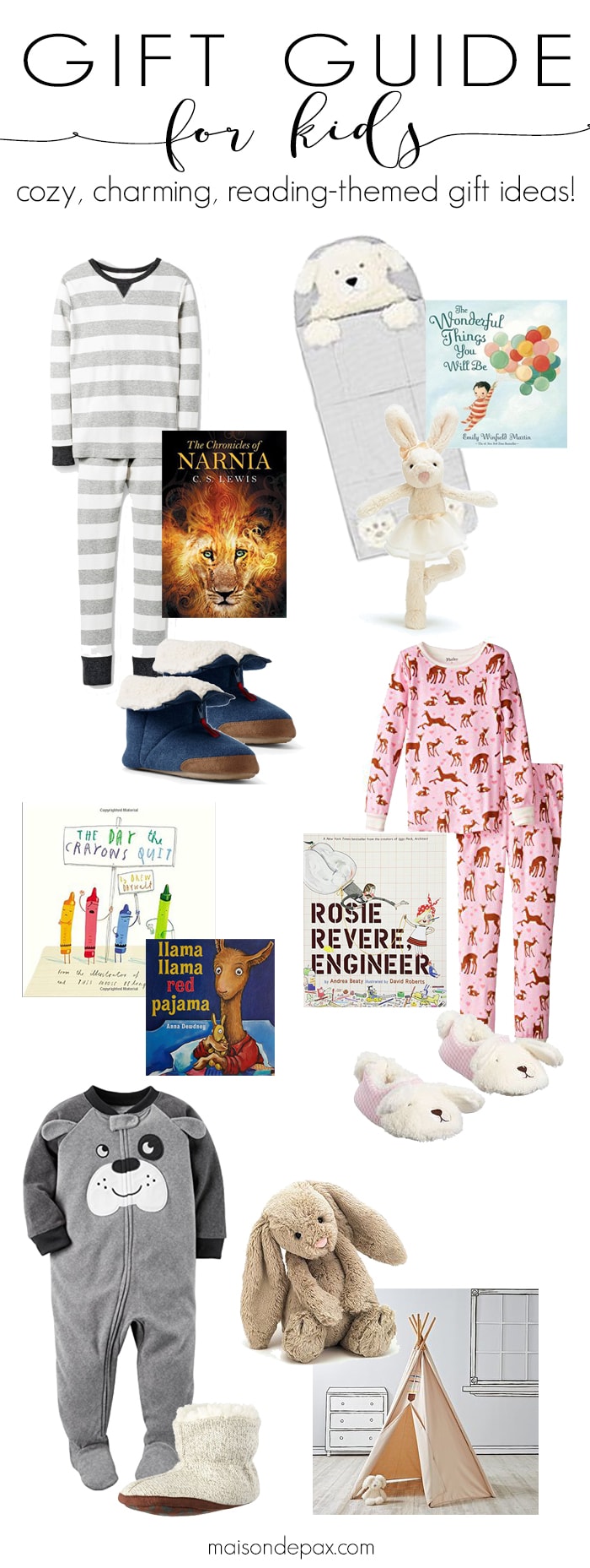Bedtime and Books: pajamas, story books, and other cozy Christmas gift ideas for kids #kidsgifts